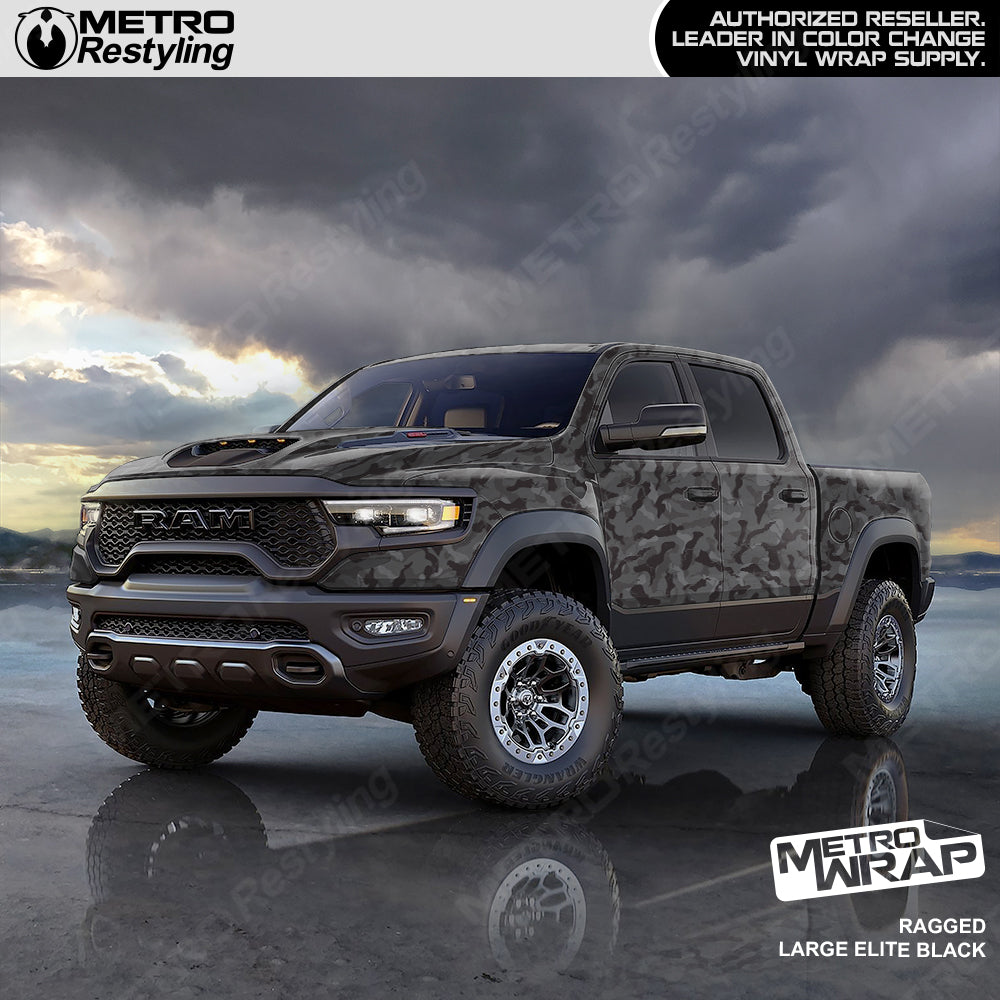 Ragged Elite Black Camo Vinyl Truck Wrap