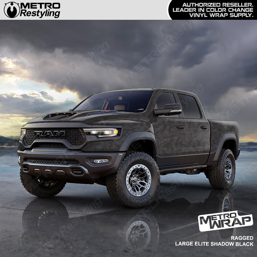 Ragged Black Camo vinyl truck wrap