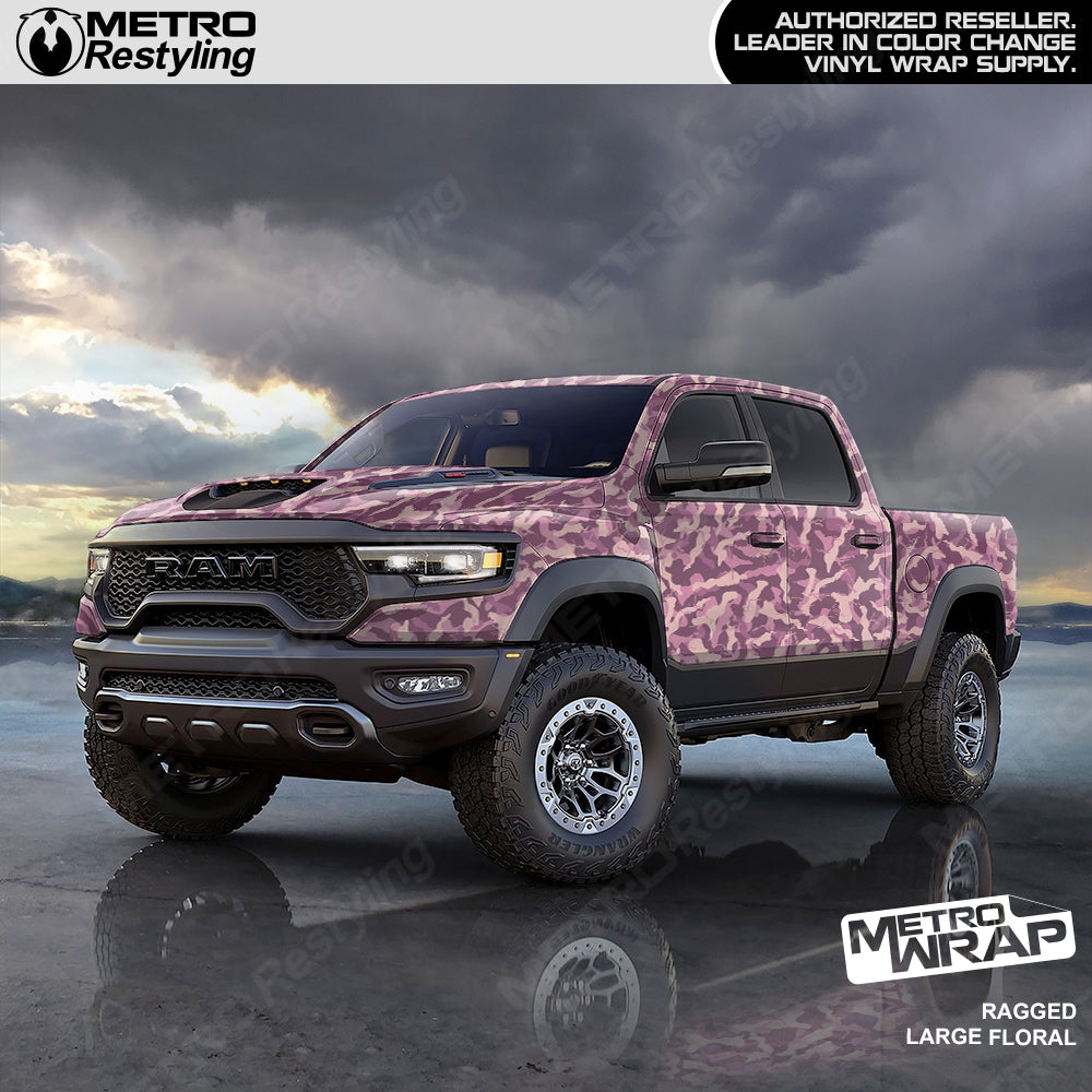 Ragged Floral Camo vinyl truck wrap