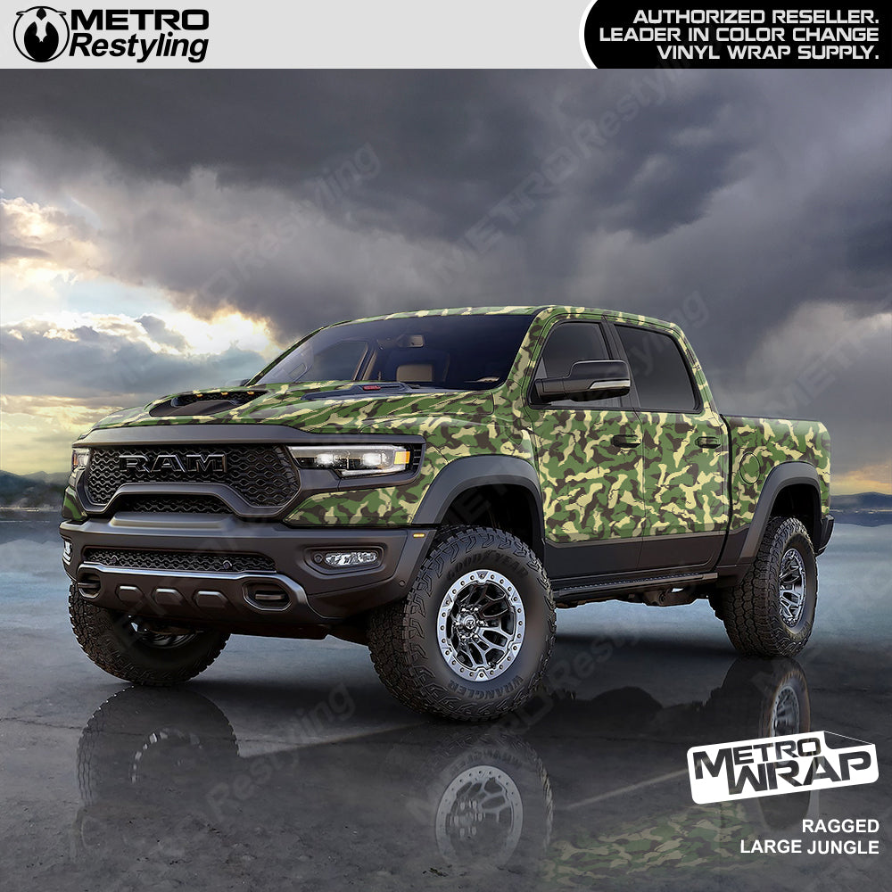 Ragged Jungle Camo vinyl truck wrap