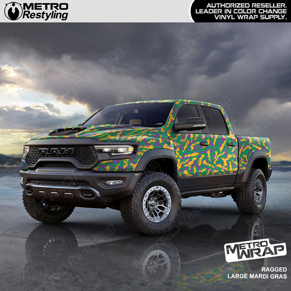 Ragged Mardi Gras Camo vinyl truck wrap
