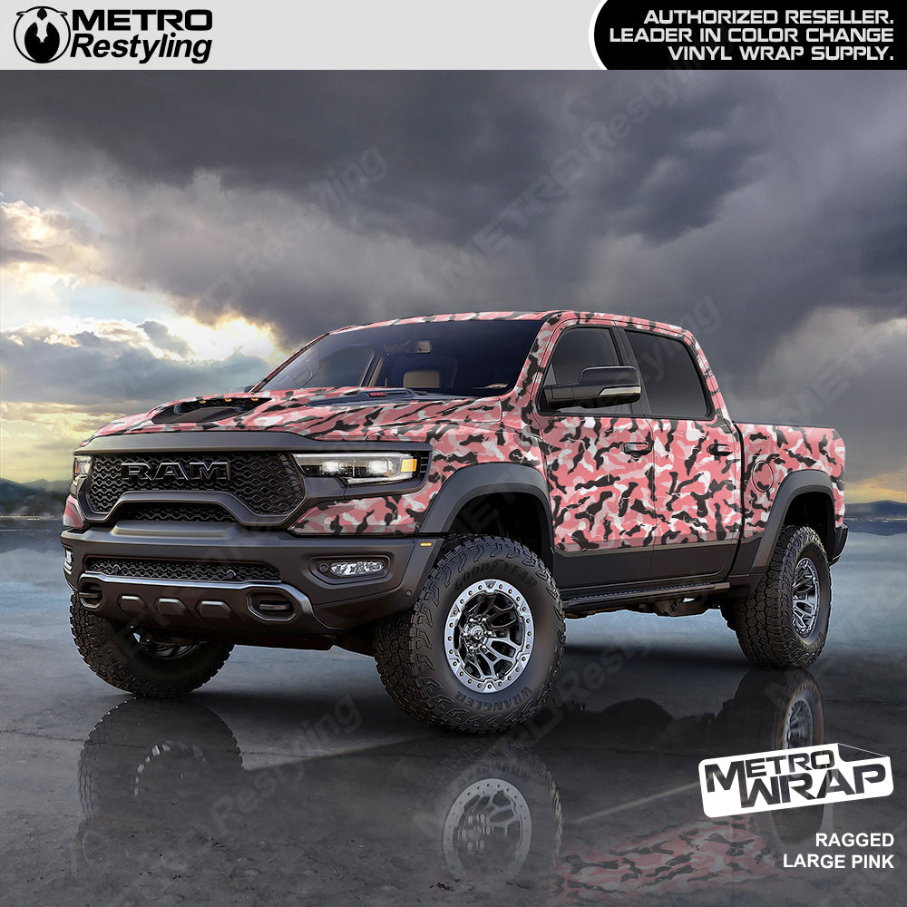 Ragged Pink Camo vinyl truck wrap