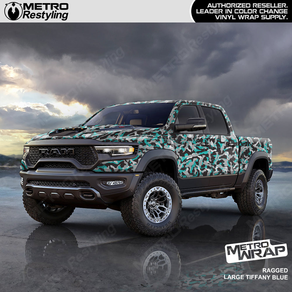 Ragged Blue Tiger Camo vinyl truck wrap