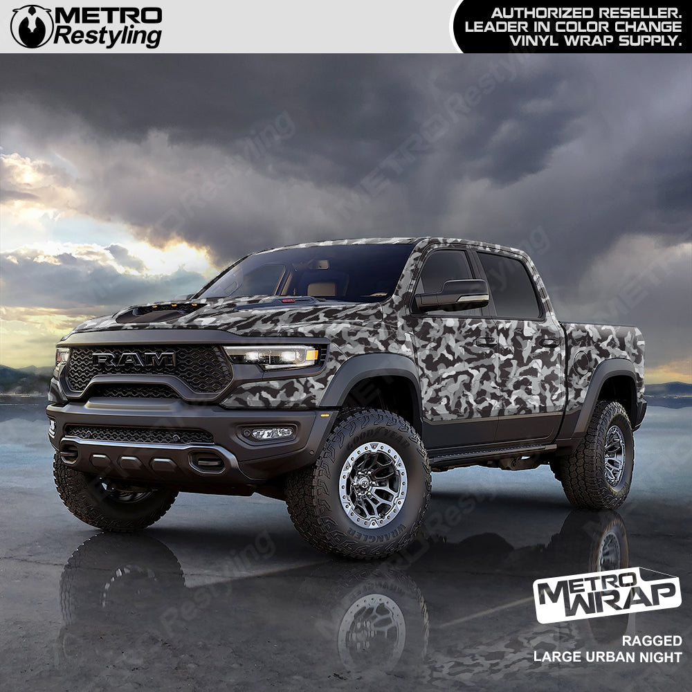 Ragged Urban Night Camo vinyl truck wrap