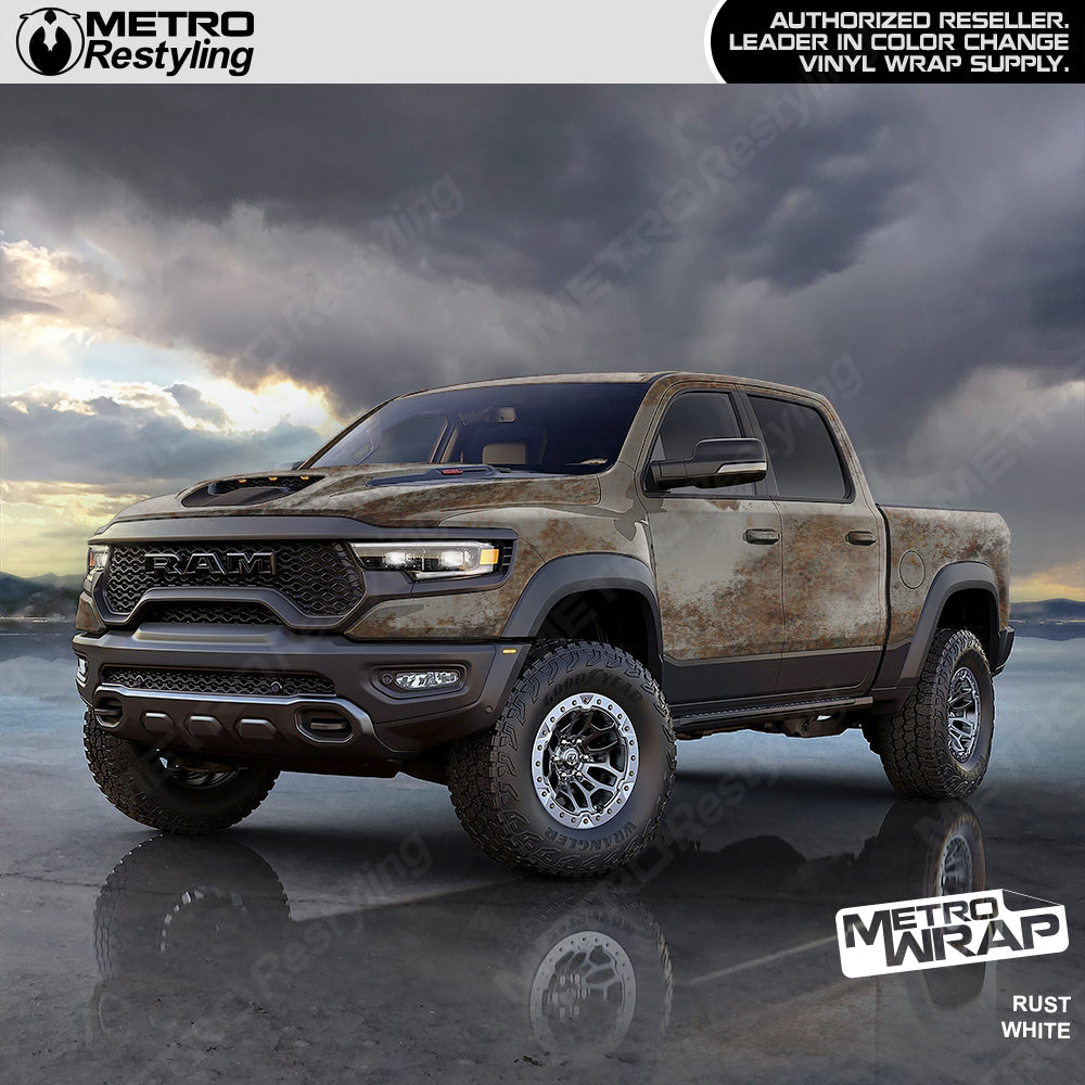 white rust truck wrap