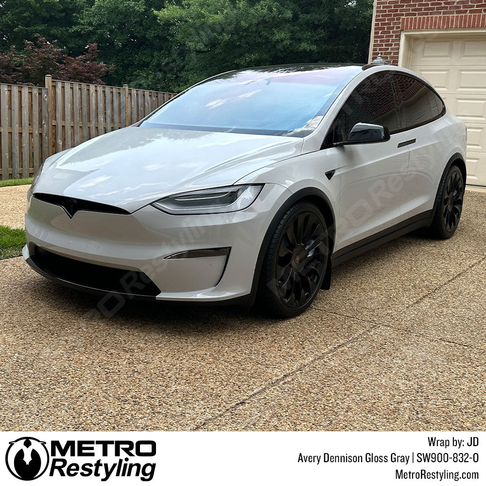 Gloss Gray Tesla Vinyl Wrap
