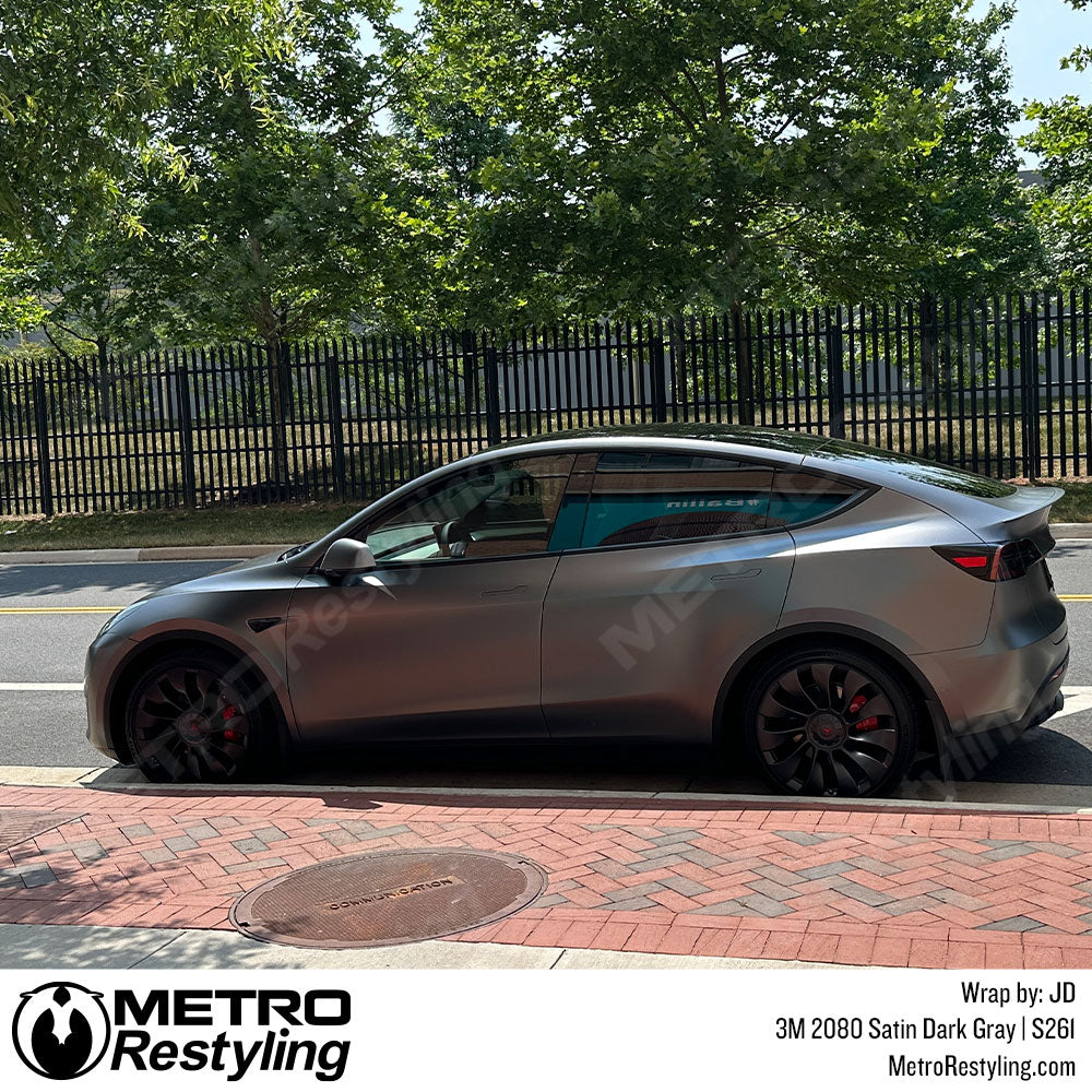 satin gray Tesla vinyl wrap