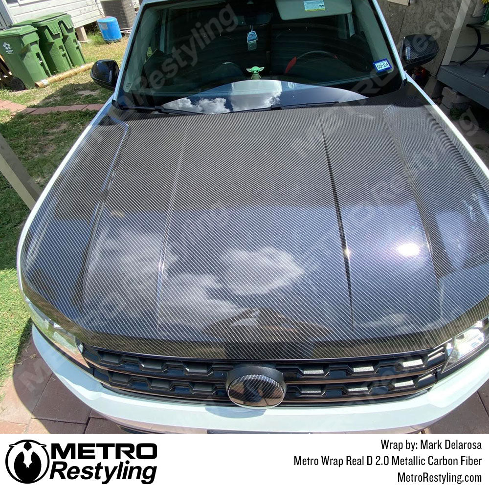 Metallic Carbon Fiber Vinyl Hood Wrap