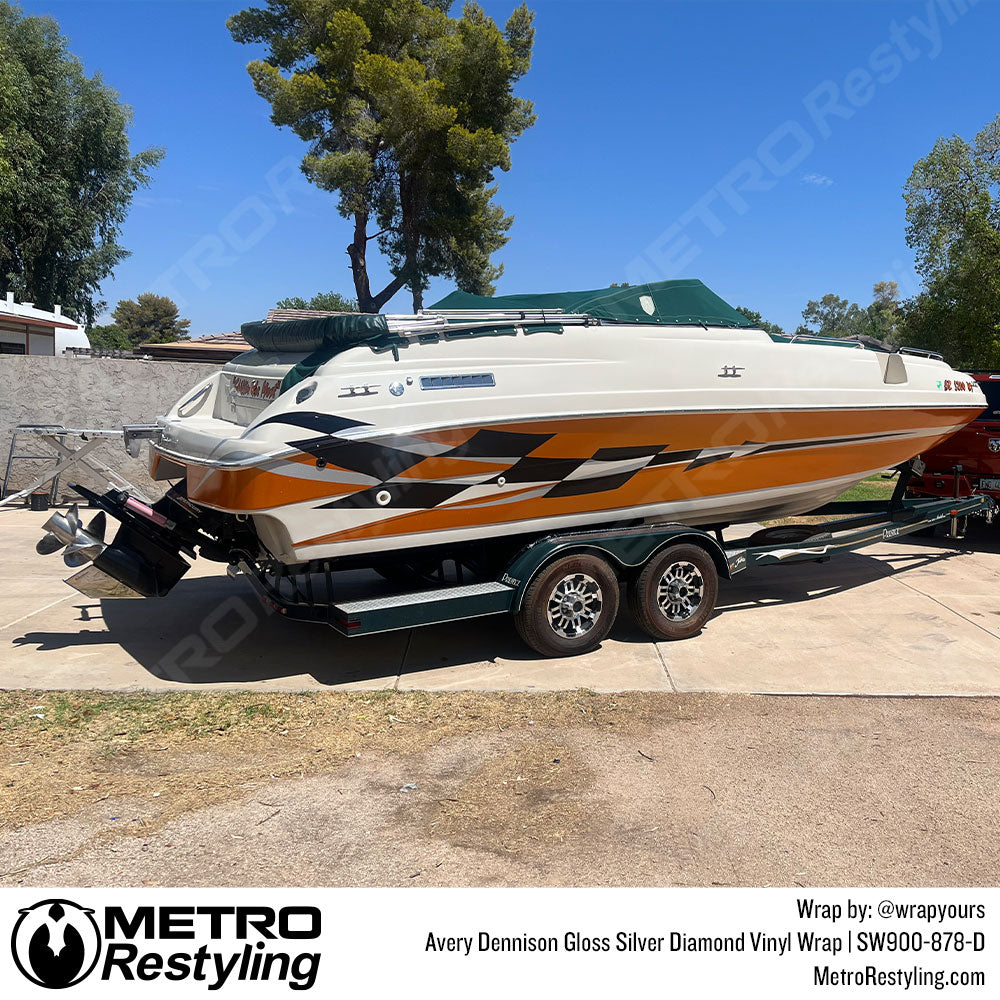 Gloss Silver Vinyl Boat Wrap