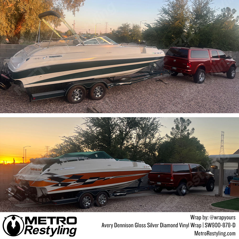 Gloss Silver Vinyl Boat Wrap
