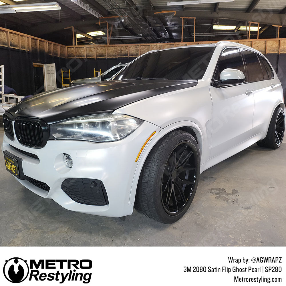 BMW SATIN WHITE AND BLACK CAR WRAP