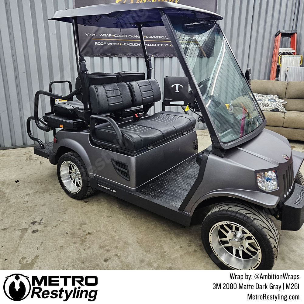 Grey golf cart vinyl wrap