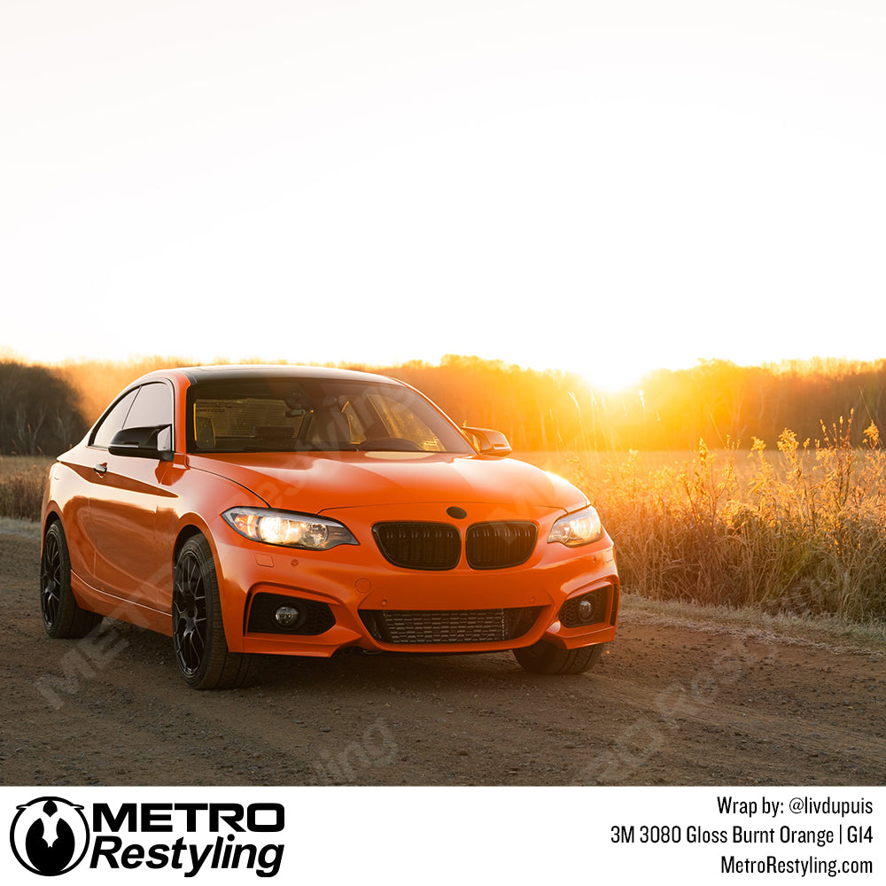 Gloss orange bmw vinyl wrap