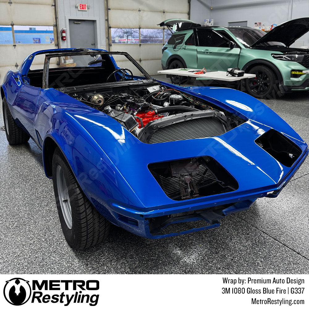 blue corvette wrap