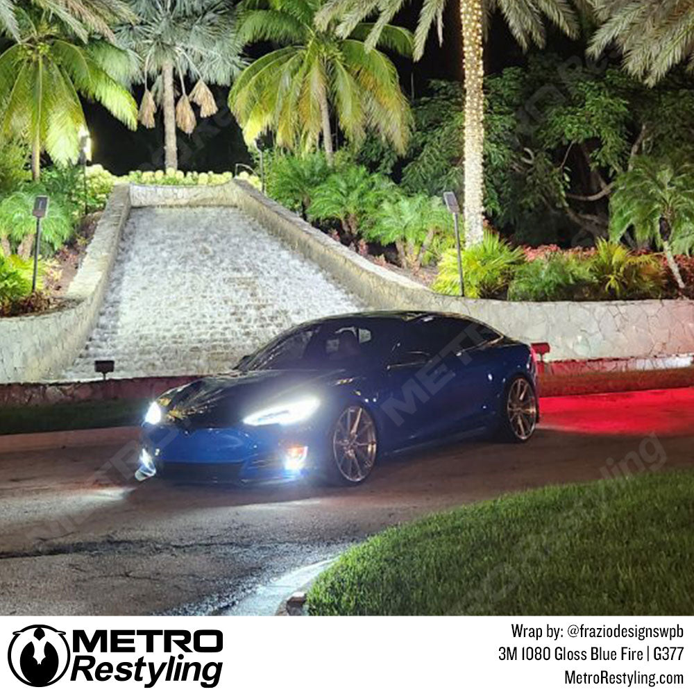 Blue tesla wrap