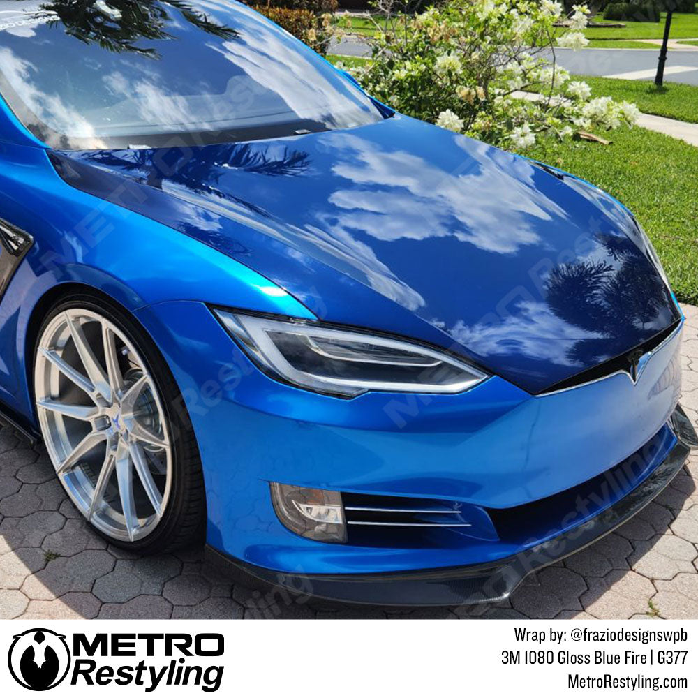 Blue tesla model S wrap