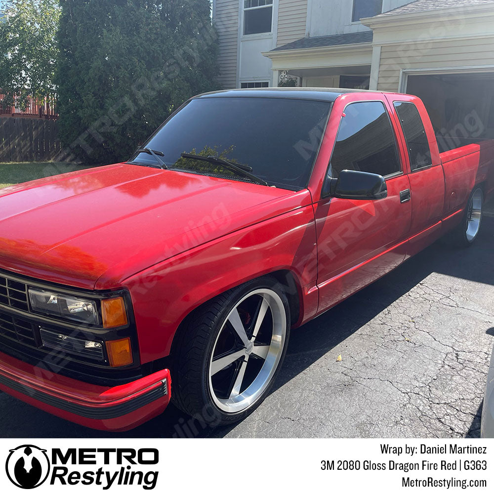 red truck vinyl wrap