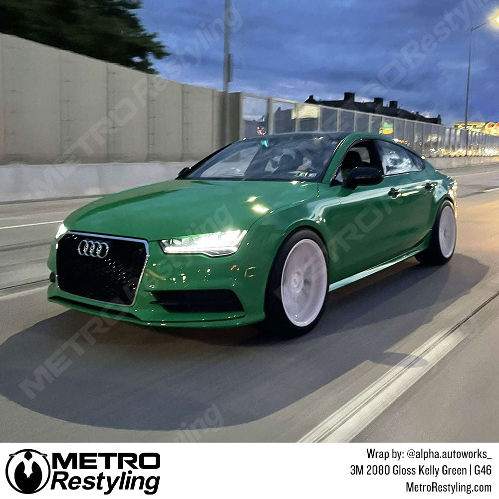 glossy green audi S7 Wrap