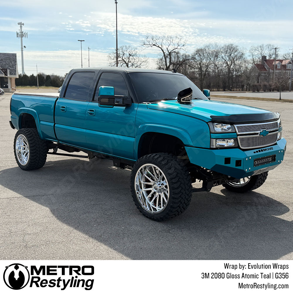 teal truck wrap