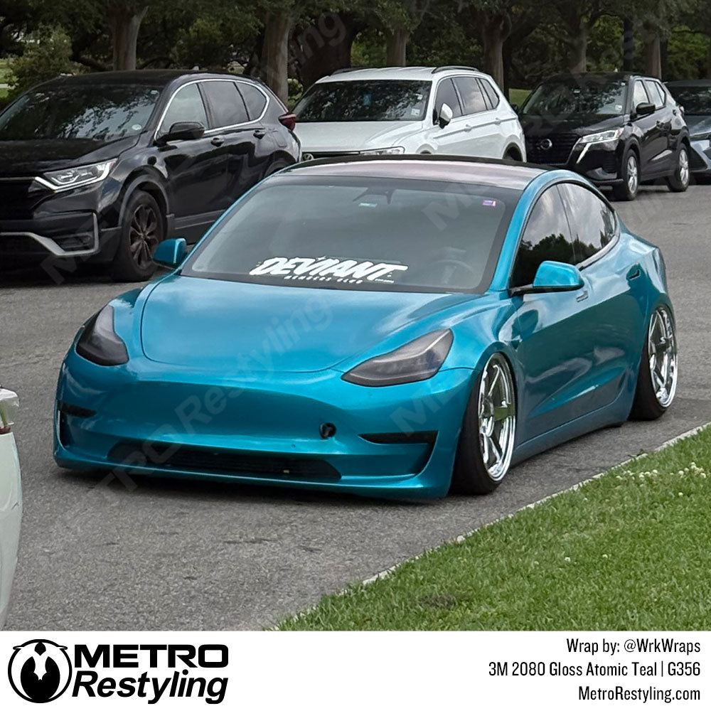 Blue tesla vinyl wrap