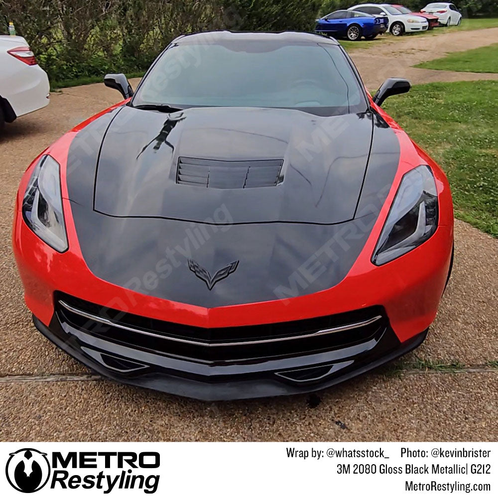 Black metallic corvette wrap