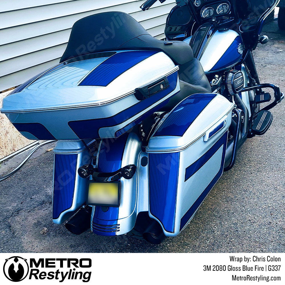 blue motorcycle wrap