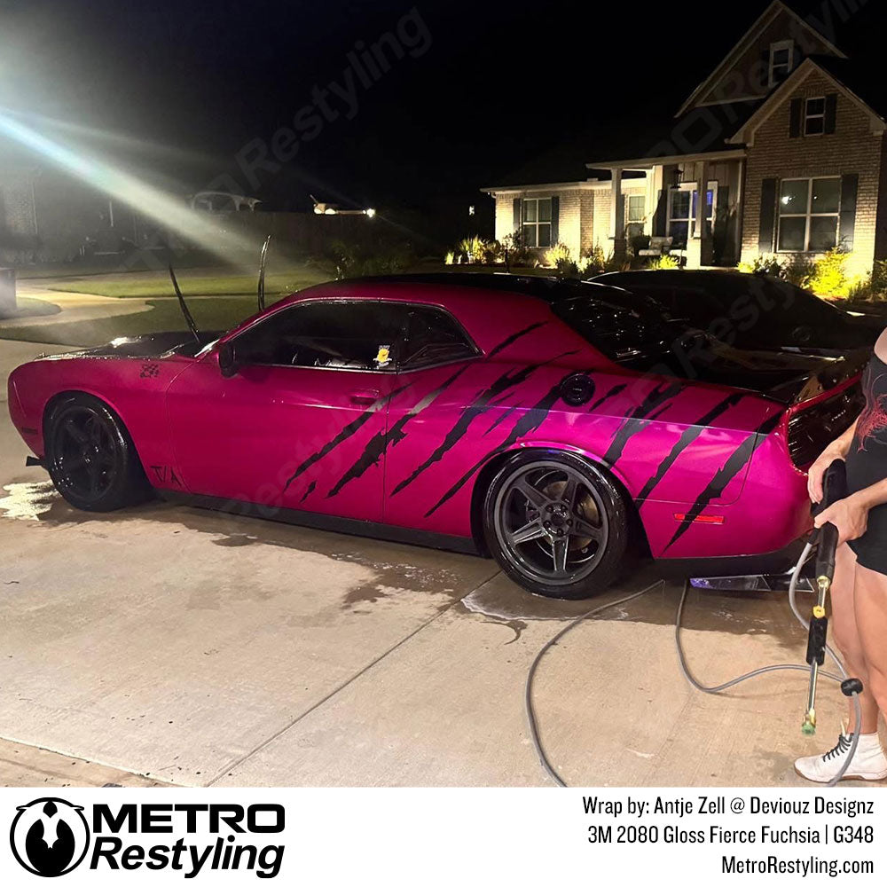 challenger with color change vinyl wrap