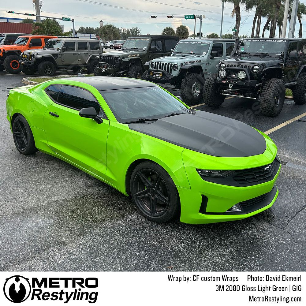light green camaro wrap