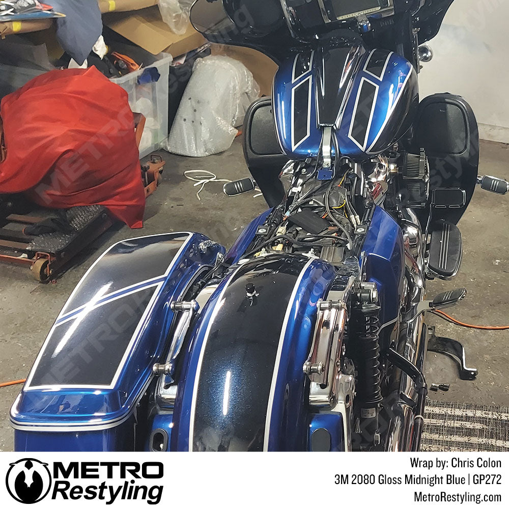 blue motorcycle wrap