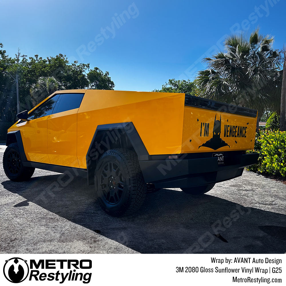 sunflower yellow wrap cyber truck