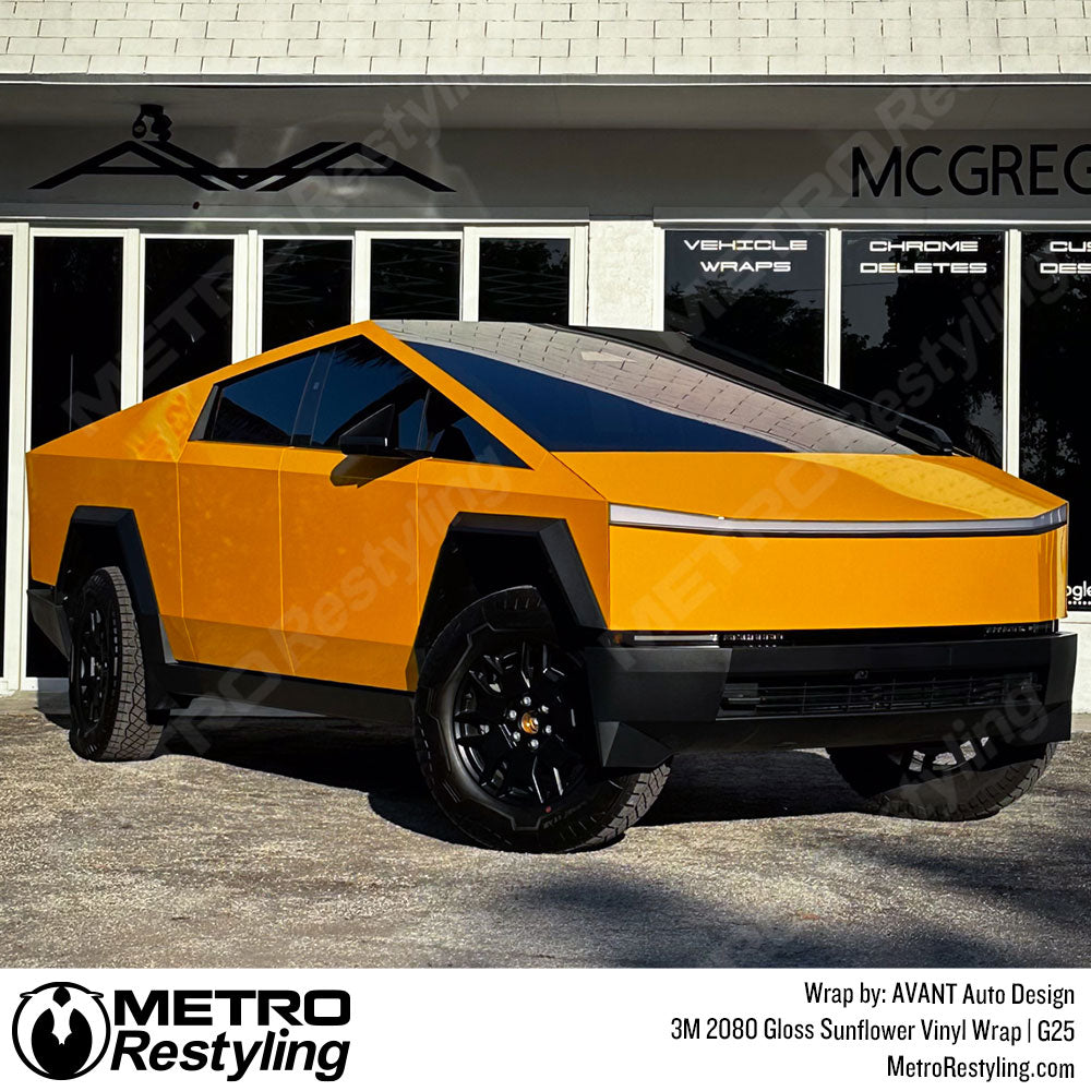 gloss sunflower cybertruck wrap