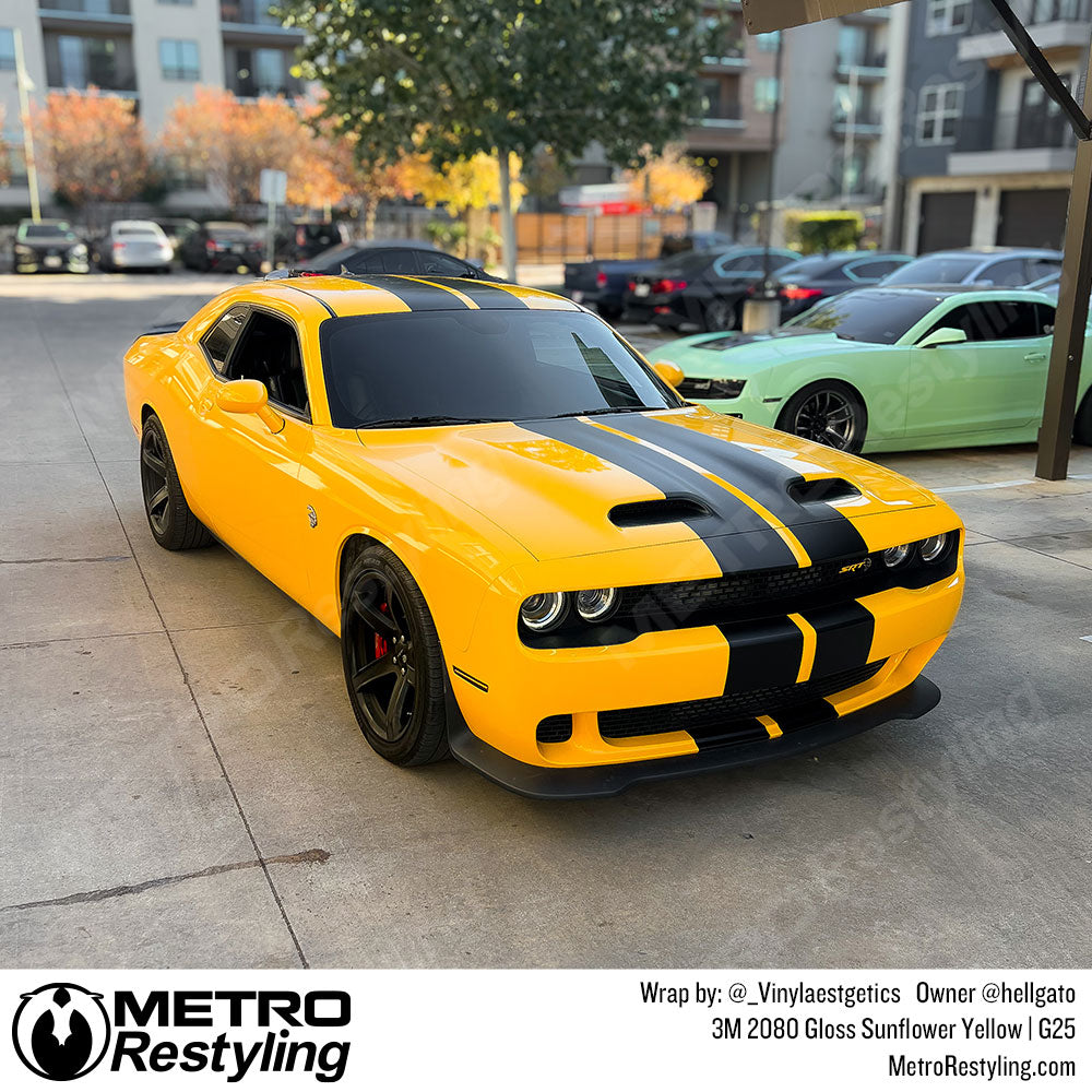 yellow challenger vinyl wrap