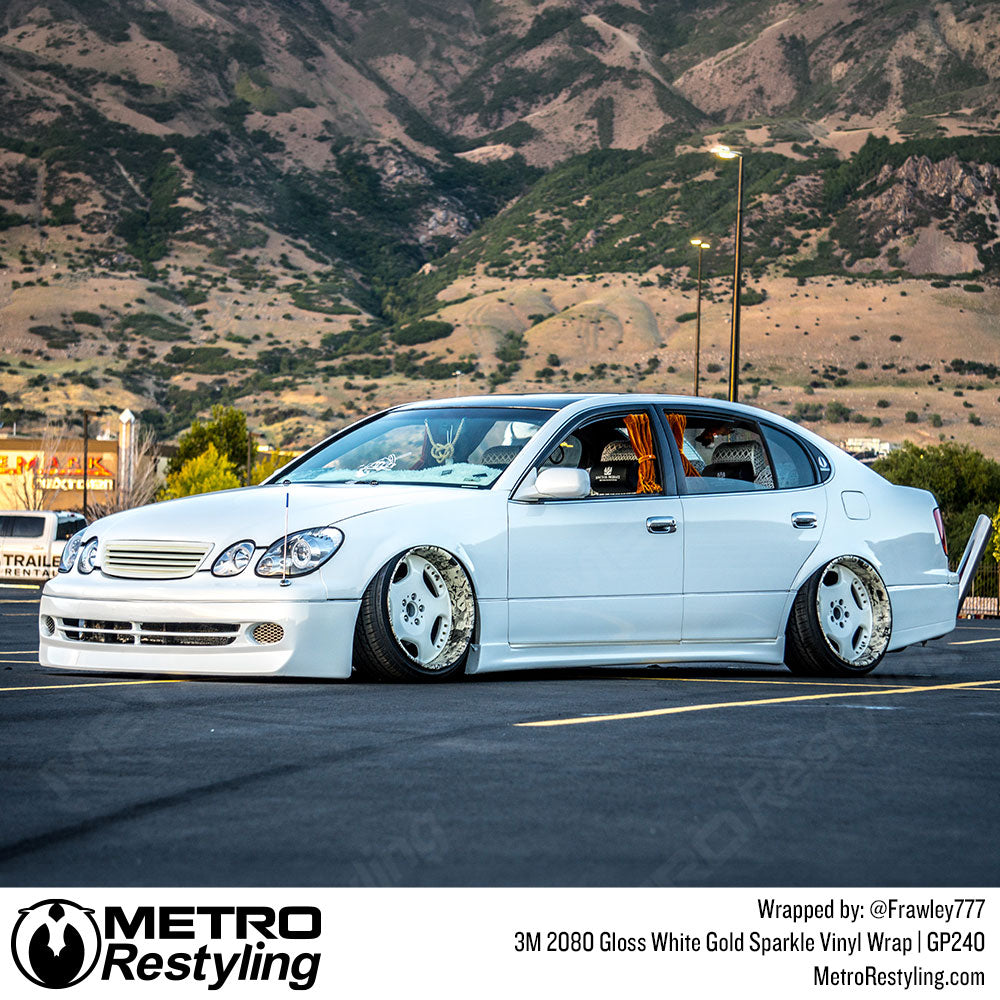 3M 2080 Gloss White Gold Sparkle Vinyl Wrap | GP240