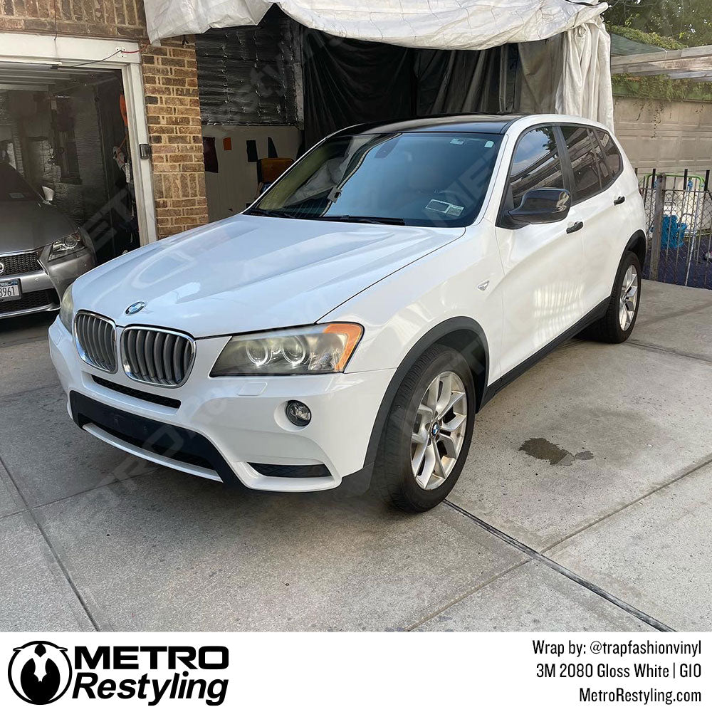 white bmw x3 vinyl wrap