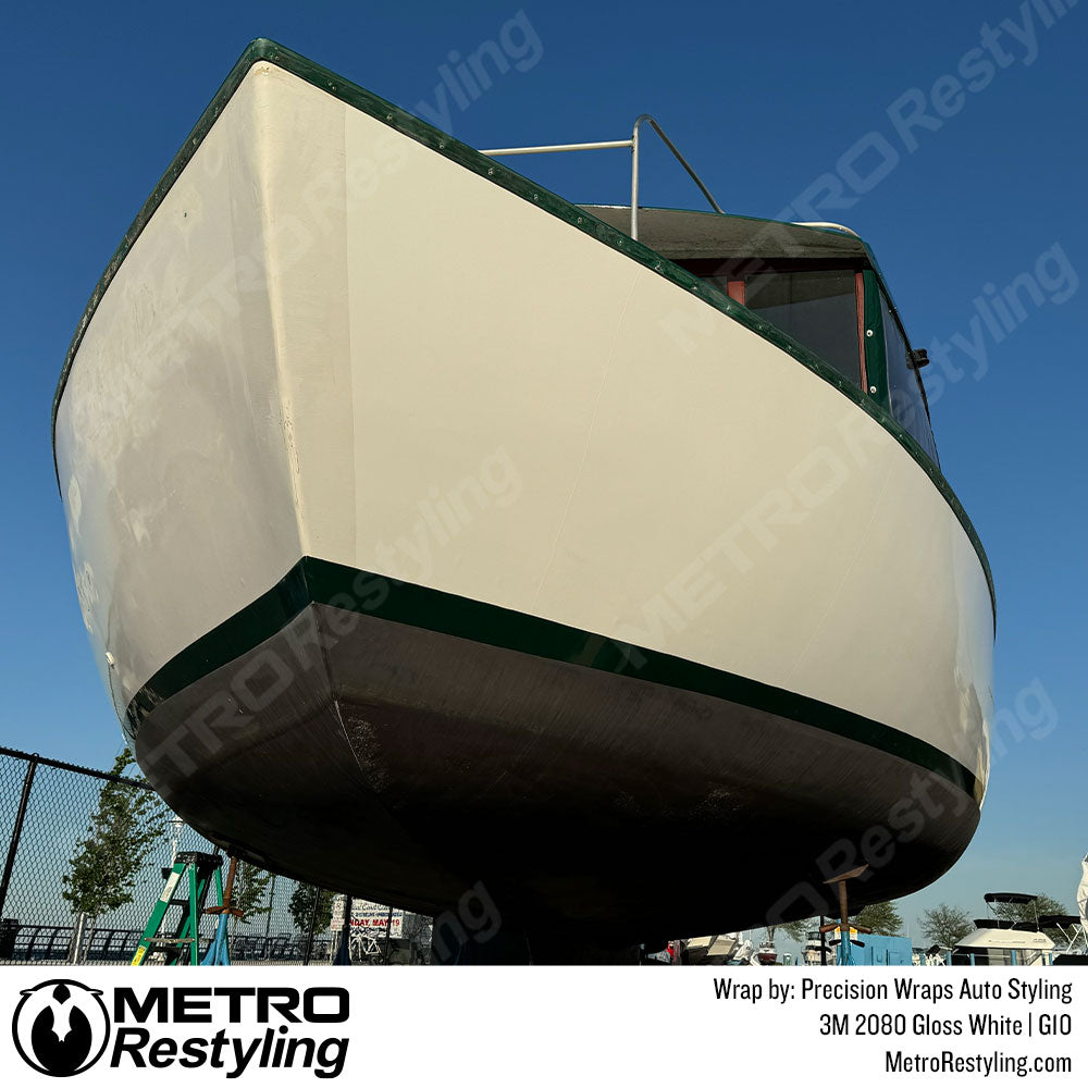 white boat vinyl wrap