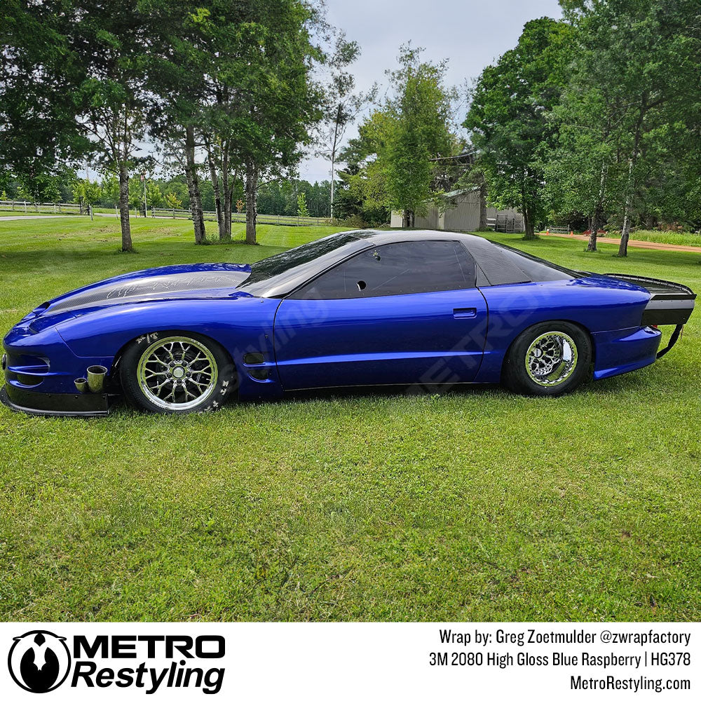 high gloss blue pontiac wrap