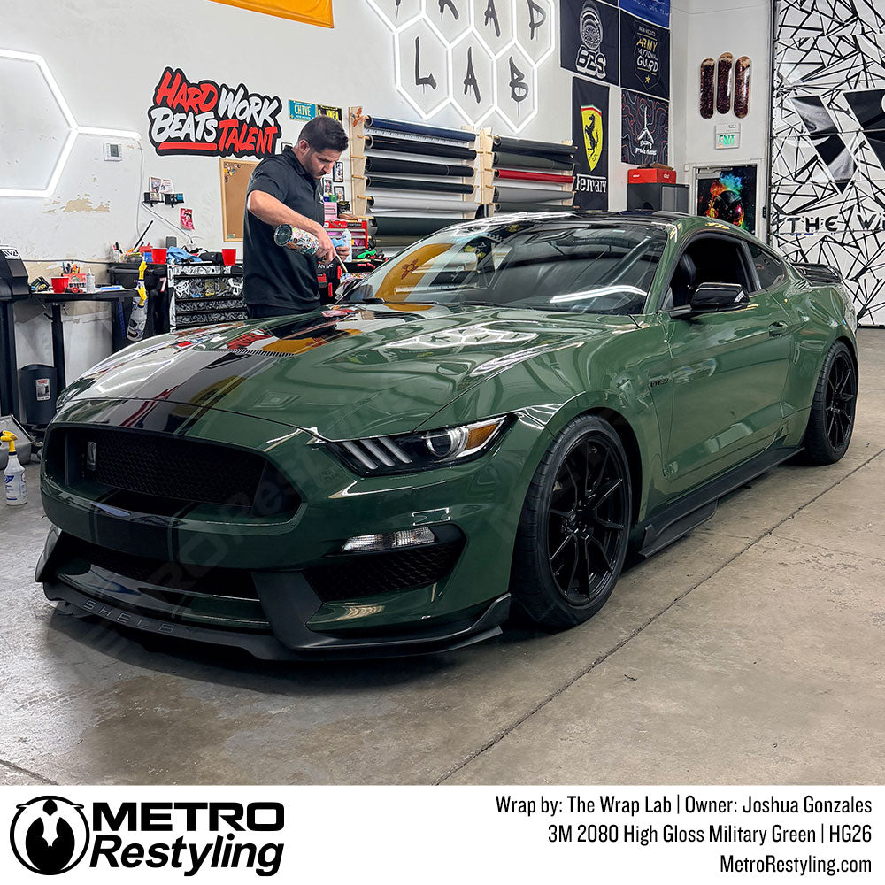 gloss military green mustang wrap