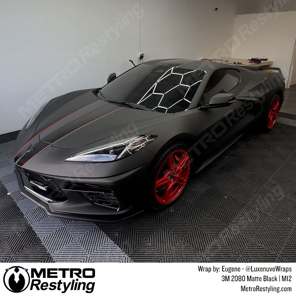 matte black corvette wrap