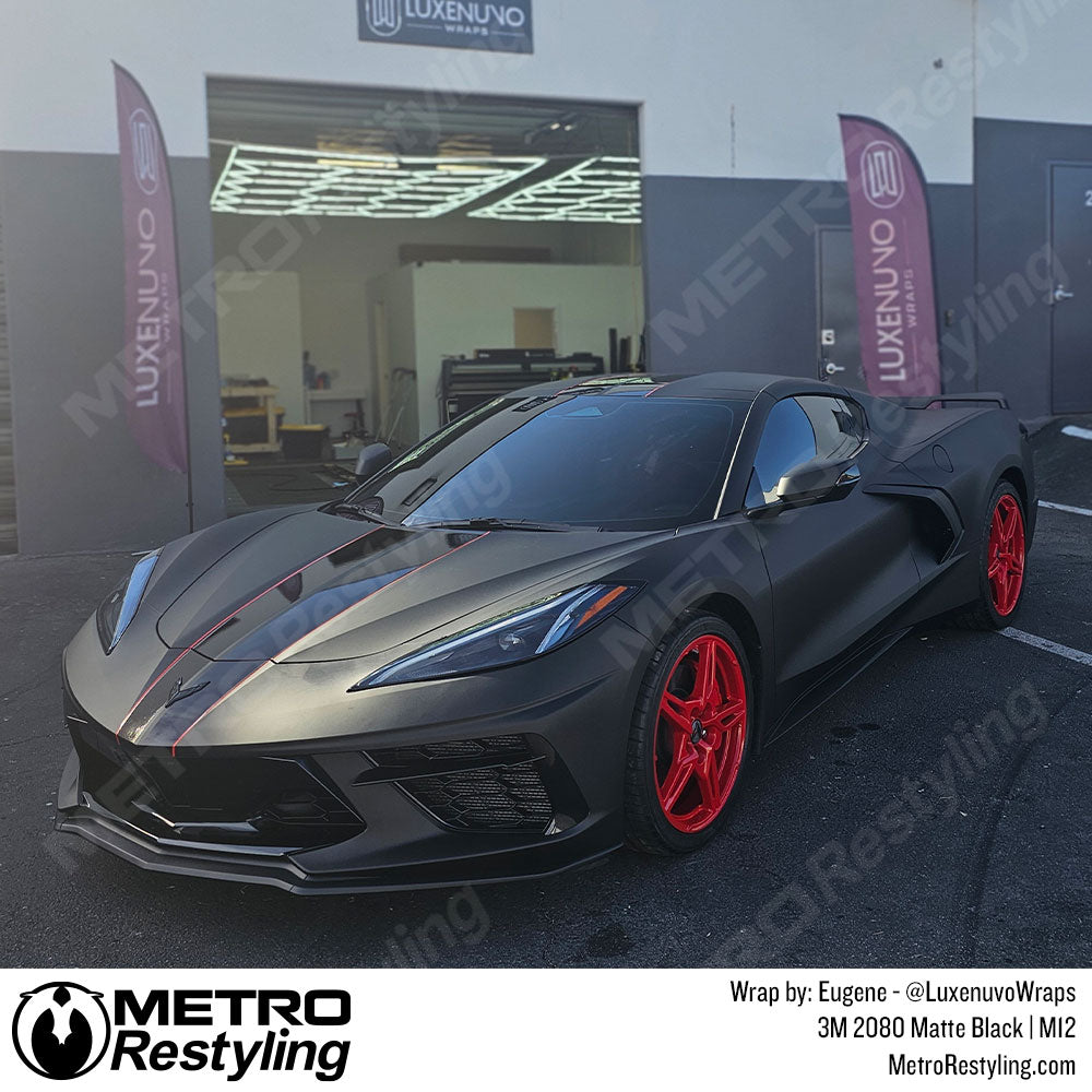 matte black corvette wrap