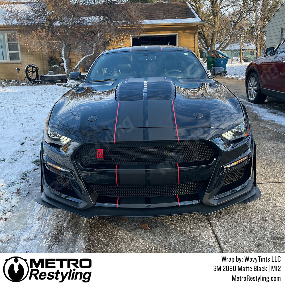 matte black mustang wrap
