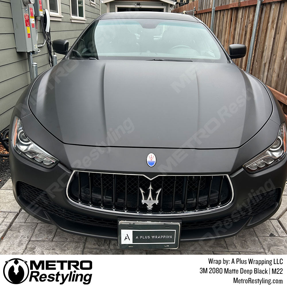 matte deep black car wrap