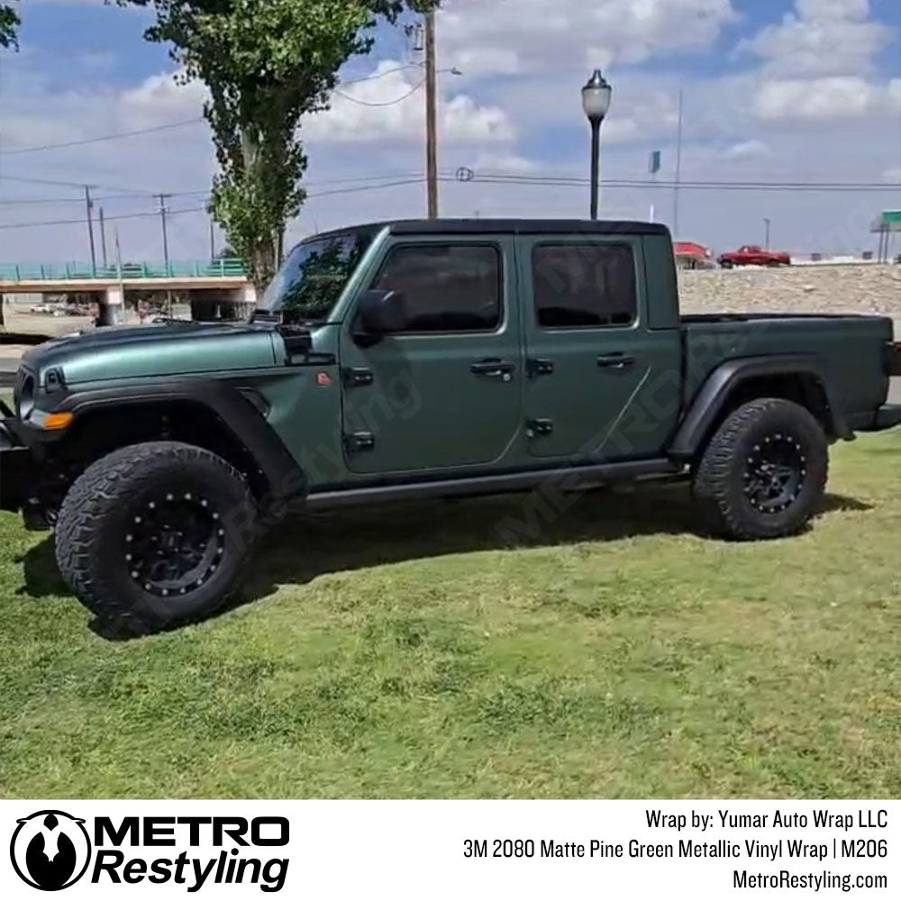 matte pine green jeep gladiator car wrap