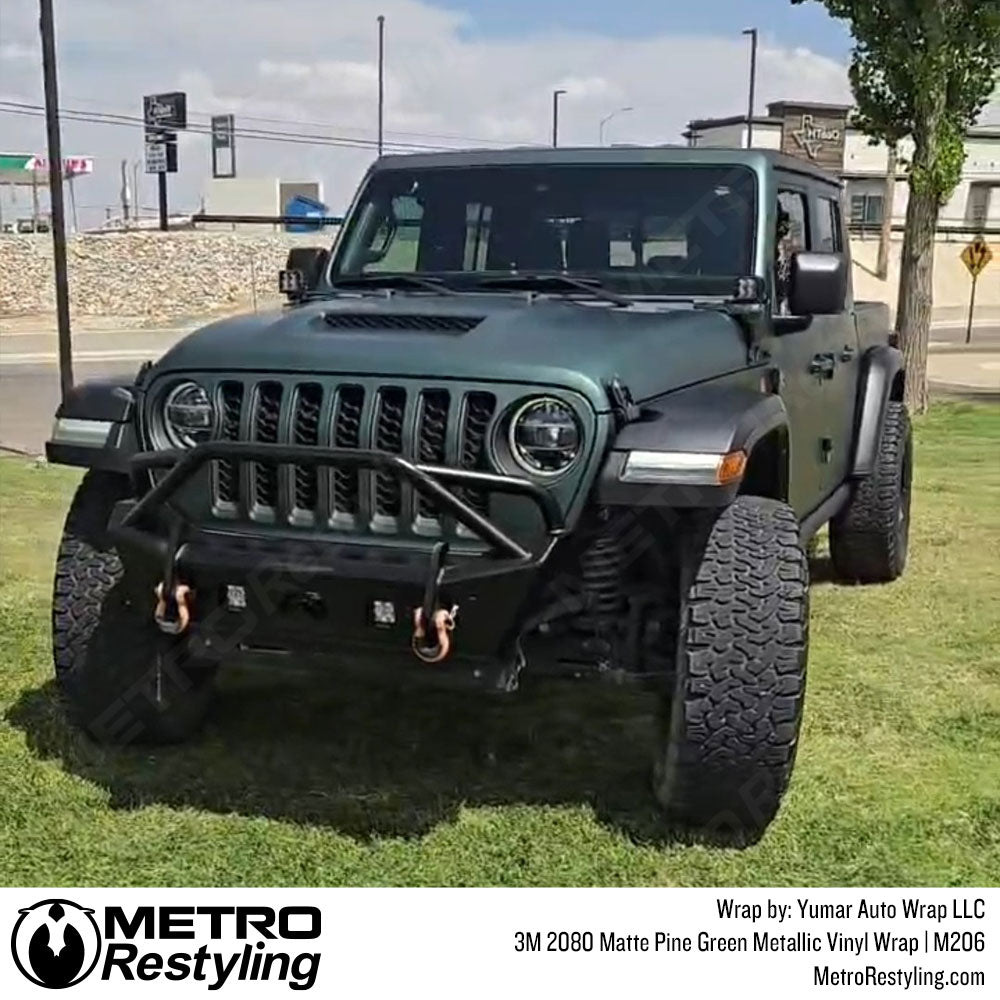 matte pine green jeep gladiator car wrap