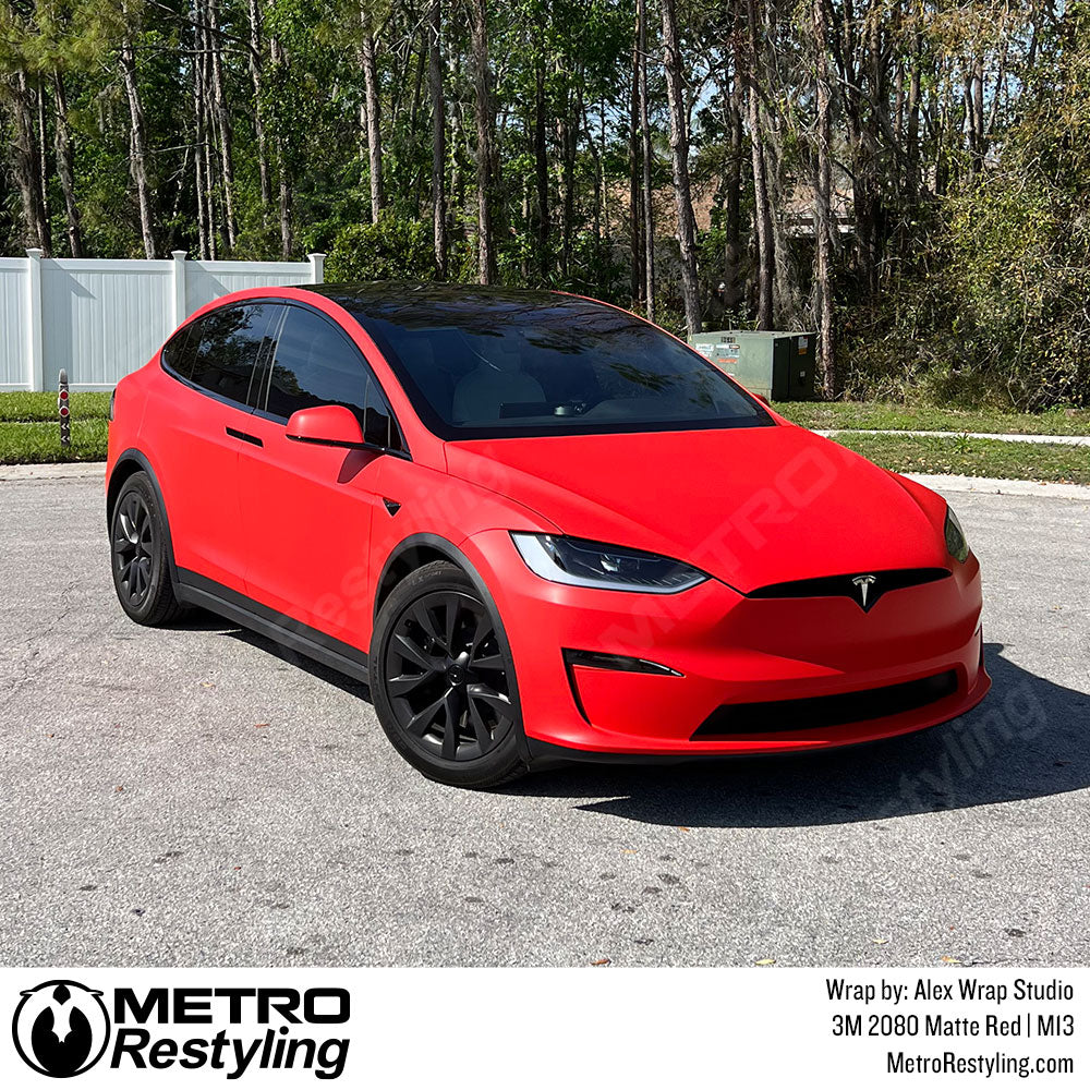 matte red tesla wrap