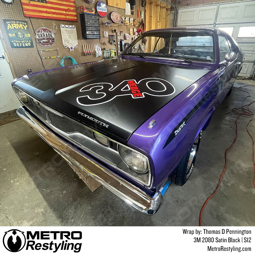 satin black hood wrap