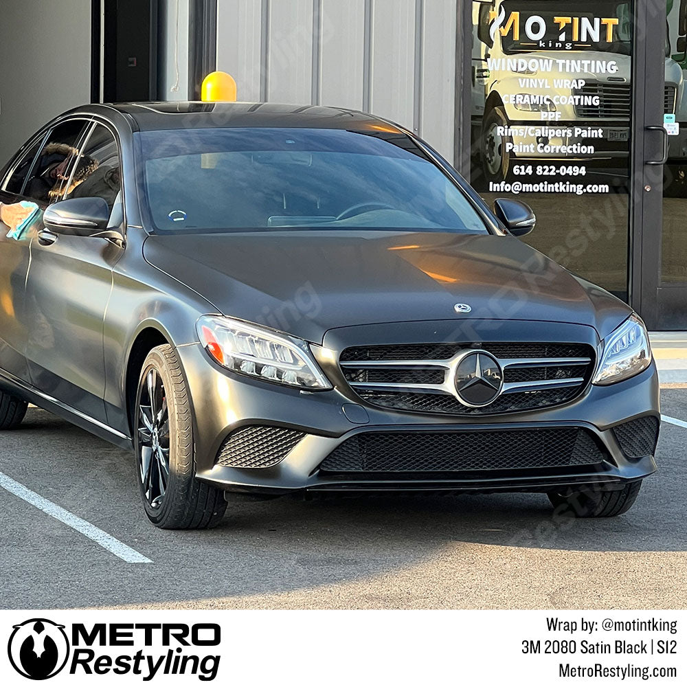 satin black mercedes wrap