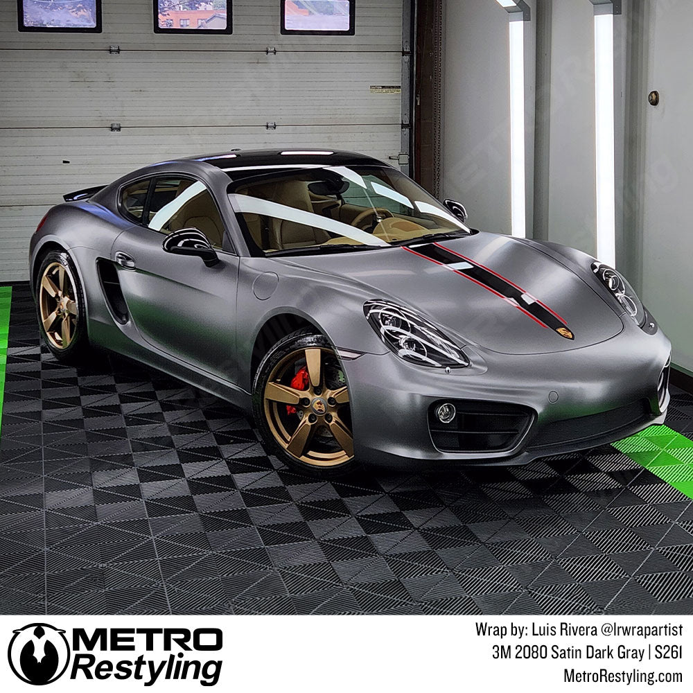 metallic gray porsche wrap