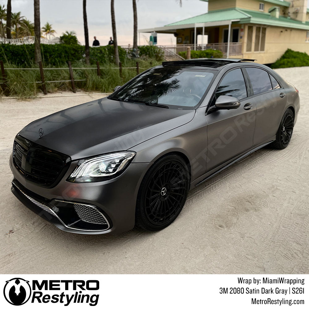 satin gray mercedes wrap