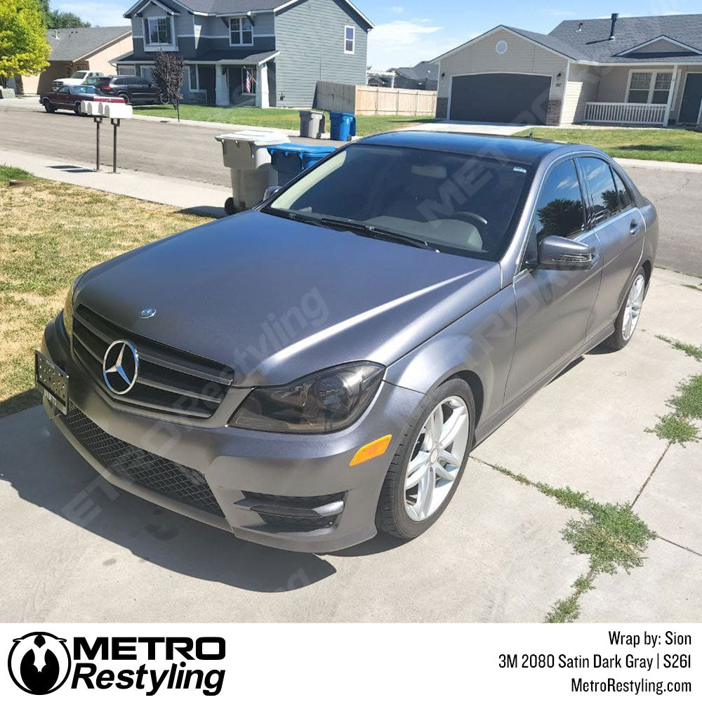 satin gray mercedes vinyl wrap