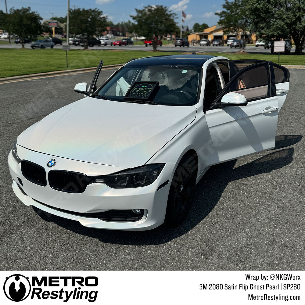 satin white bmw wrap